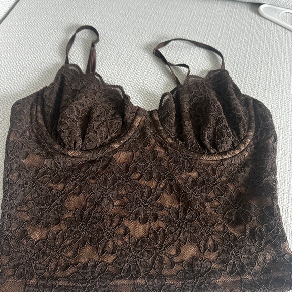 Meshki Brown Lace Crop Top & fitted maxi skirt - Picture 3 of 5